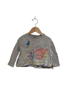 Stella McCartney Kids Gray Swan Boxy Long Sleeve Tee - size 2